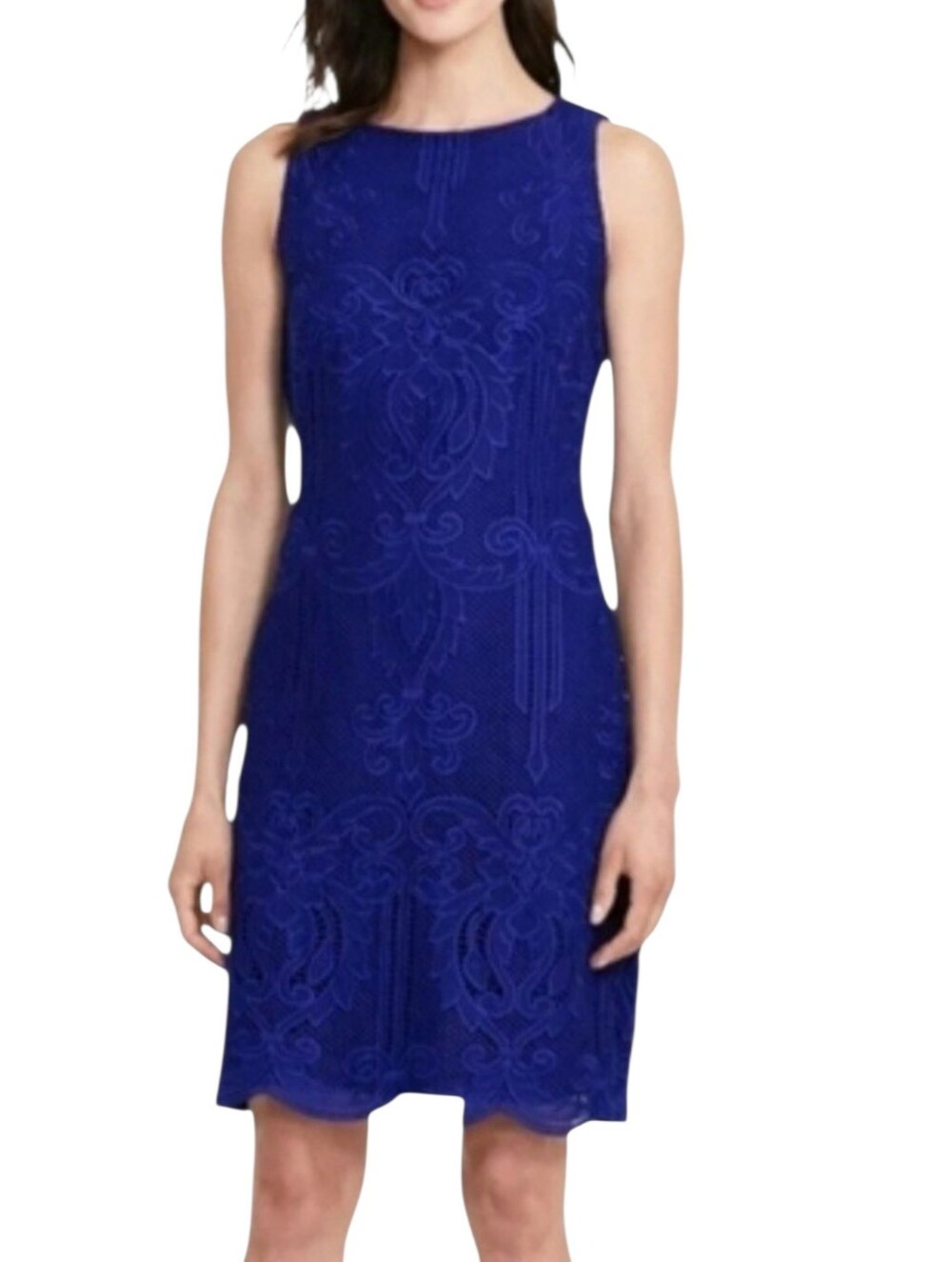 Lauren Ralph Lauren Women's Lace Sheath Blue Dress Sz 12